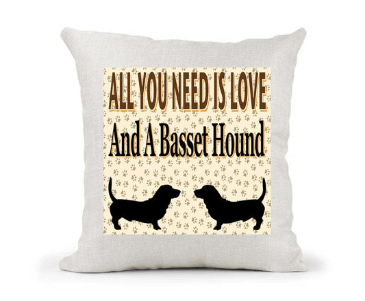 All You Need Is Love And A Basset Hound Country Canvas Style Cushion Cover Gift