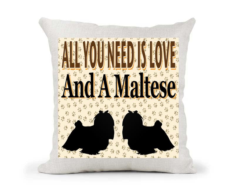 All You Need Is Love And A Maltese Country Canvas Style Cushion Cover Gift