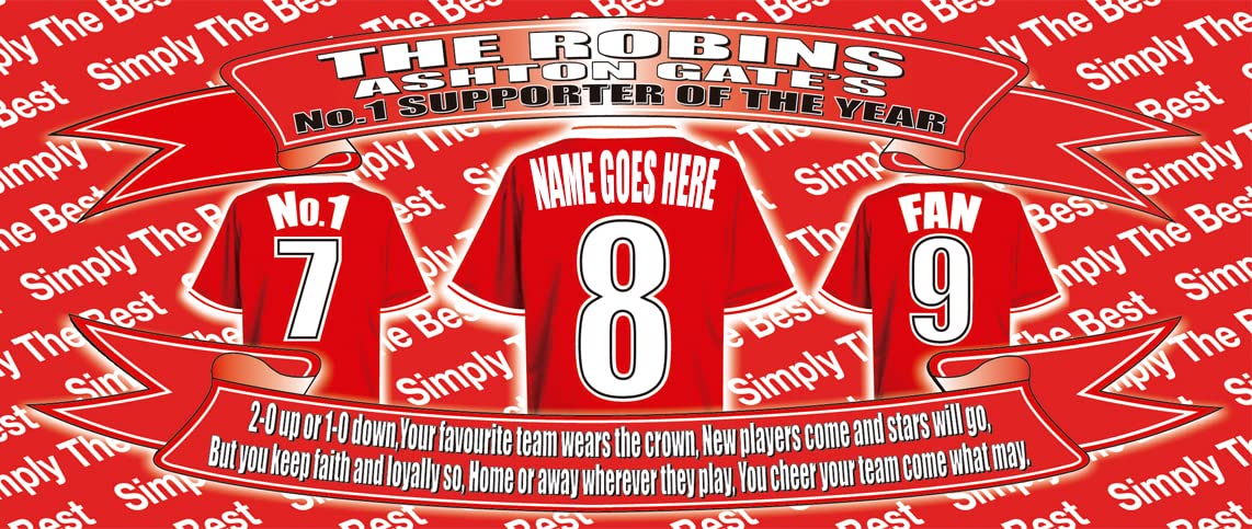 Bristol City Football Team Shirt Personalised Ceramic Mug Gift with Chocolate Footballs