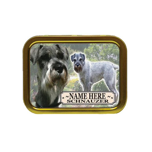 Schnauzer Dog Breed Personalised Tobacco Tin & Products Gift Set