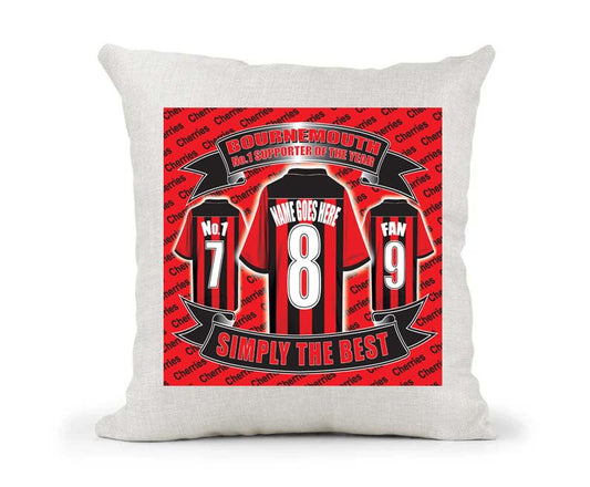 Bournemouth Personalised Football Country Canvas Style Cushion Cover Gift