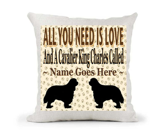 All You Need Is Love And A Cavalier King Charles Personalised Country Canvas Style Cushion Cover Gift