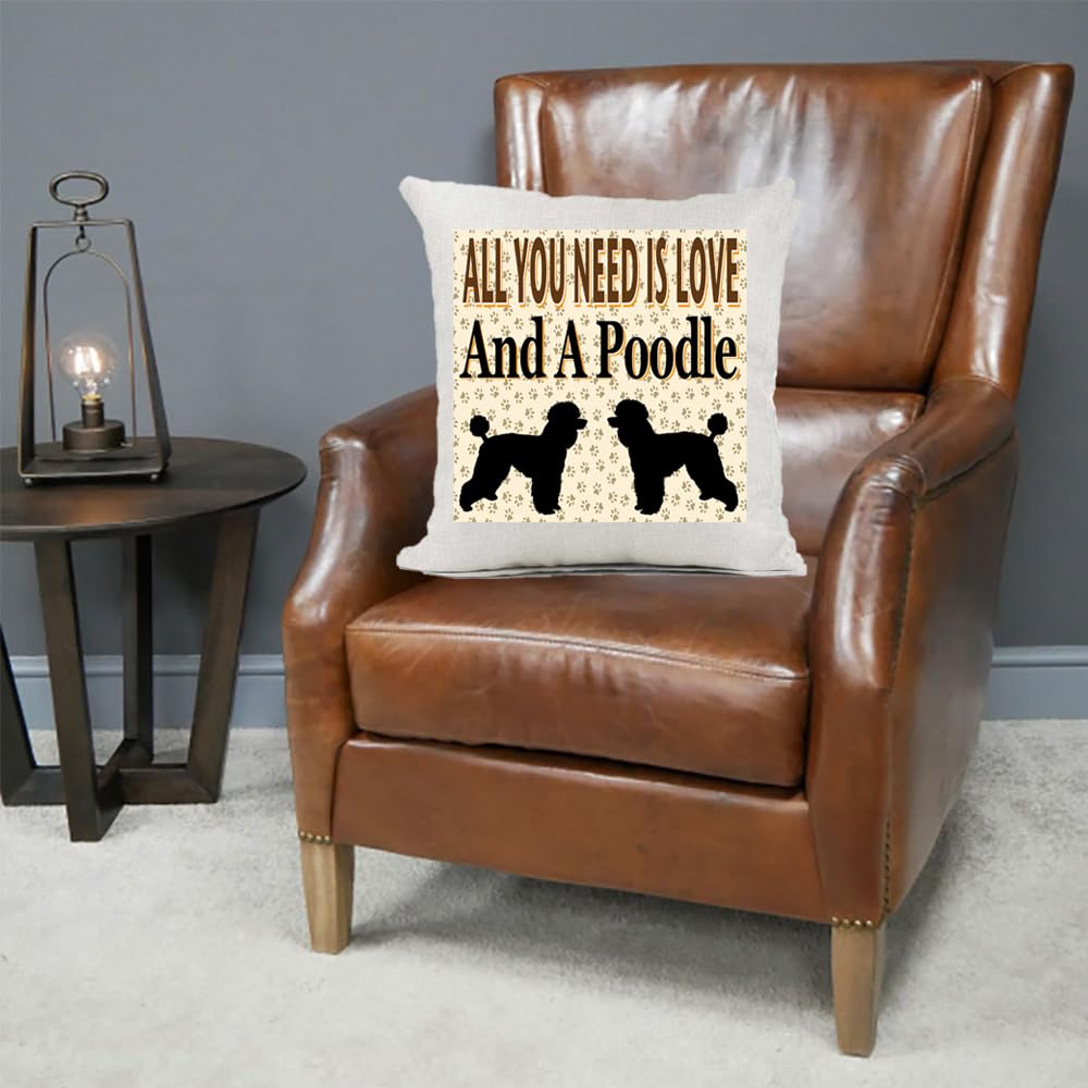 All You Need Is Love And A Poodle Country Canvas Style Cushion Cover Gift