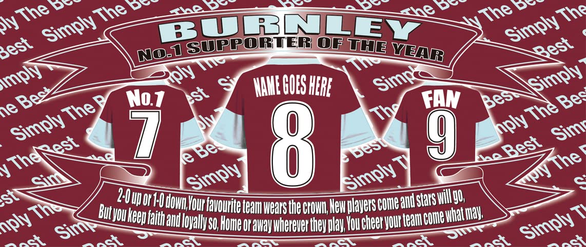 Burnley Football Team Shirt Personalised Mug Gift with Chocolate Footballs