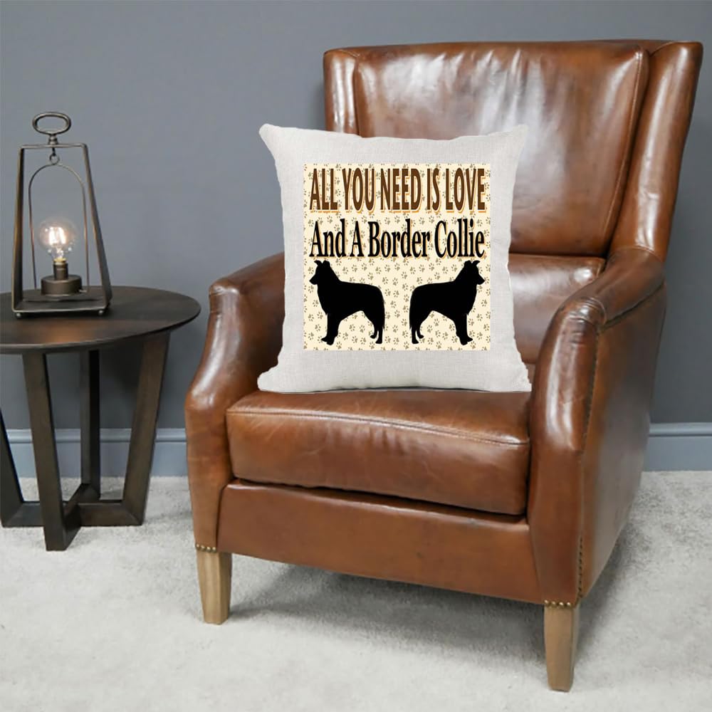 All You Need Is Love And A Border Collie Country Canvas Style Cushion Cover Gift