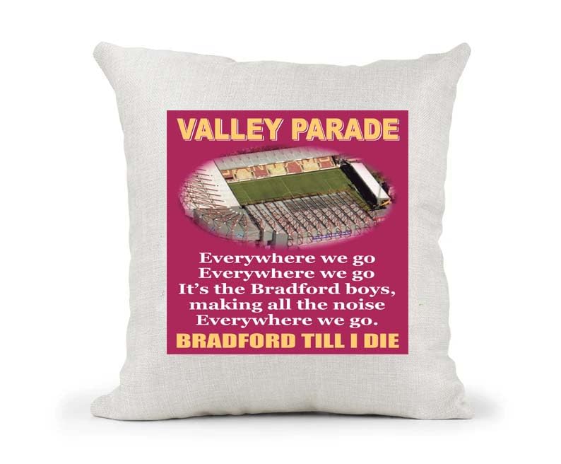 Bradford City Football Anthem Song Chant Cushion Cover Gift