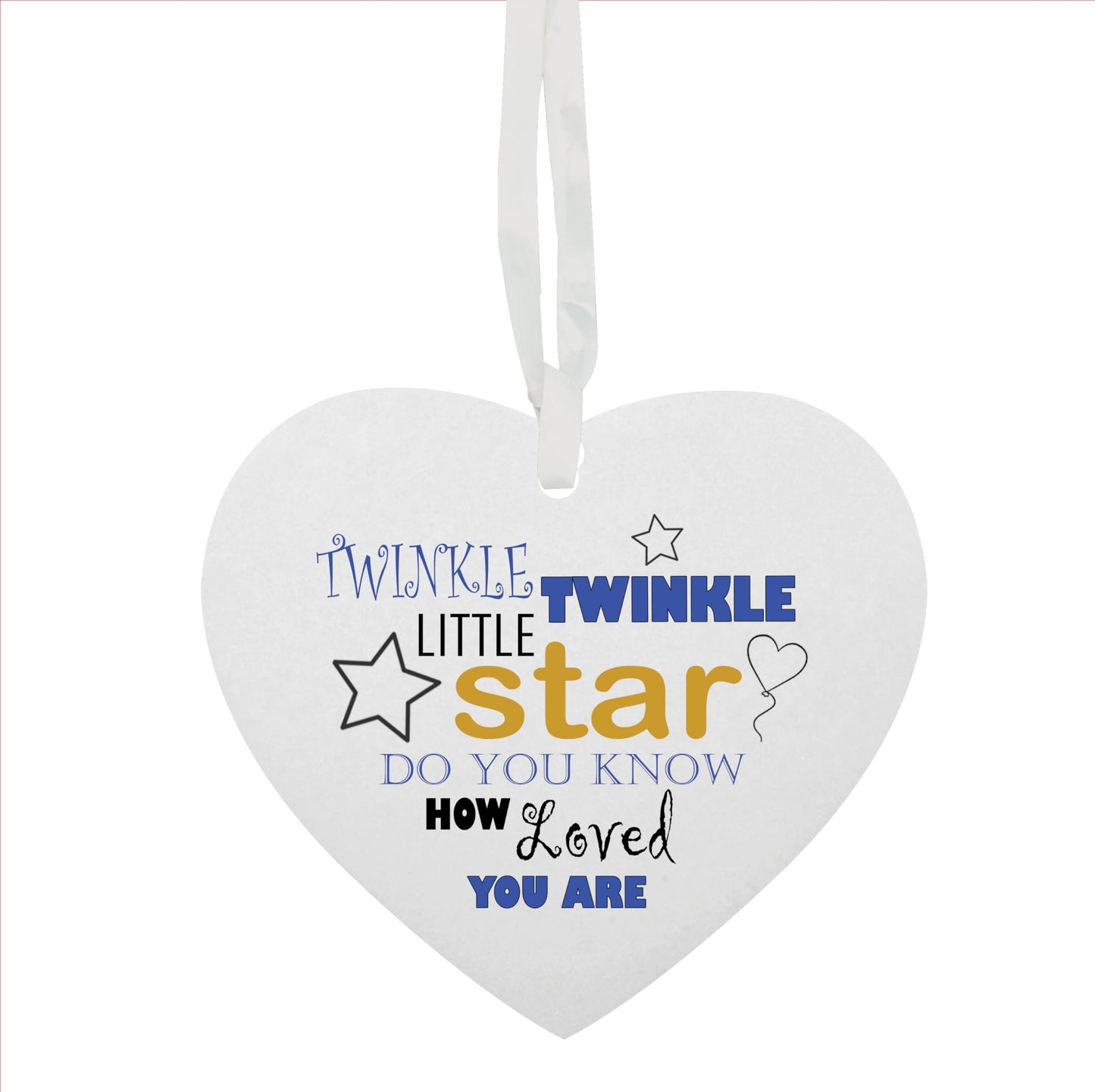 Twinkle Twinkle Little Star Blue Hanging Heart Ceramic Keepsake