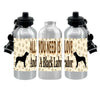 Black Labrador Water Bottle - All You Need Is Love - Silver Aluminium - Two Lids - Unisex Gift