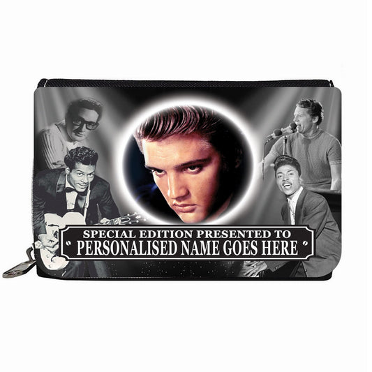Rock & Roll Greats of 50s and 60s Personalised Icon Purse Gift, Multicolour, M