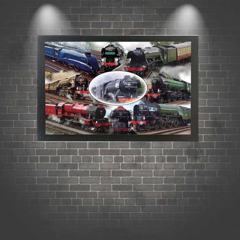 Classic Iconic Steam Locomotive Trains Framed Wall Hanging Picture Gift