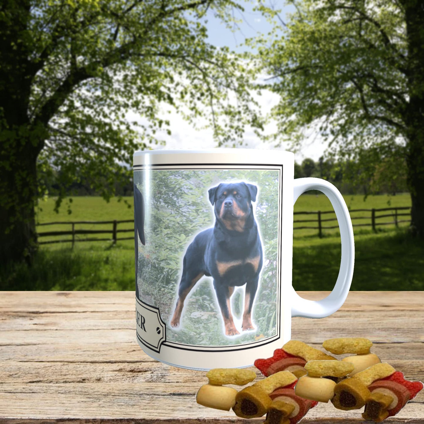 Rottweiler Dog Breed Mug Gift with Dog Treats