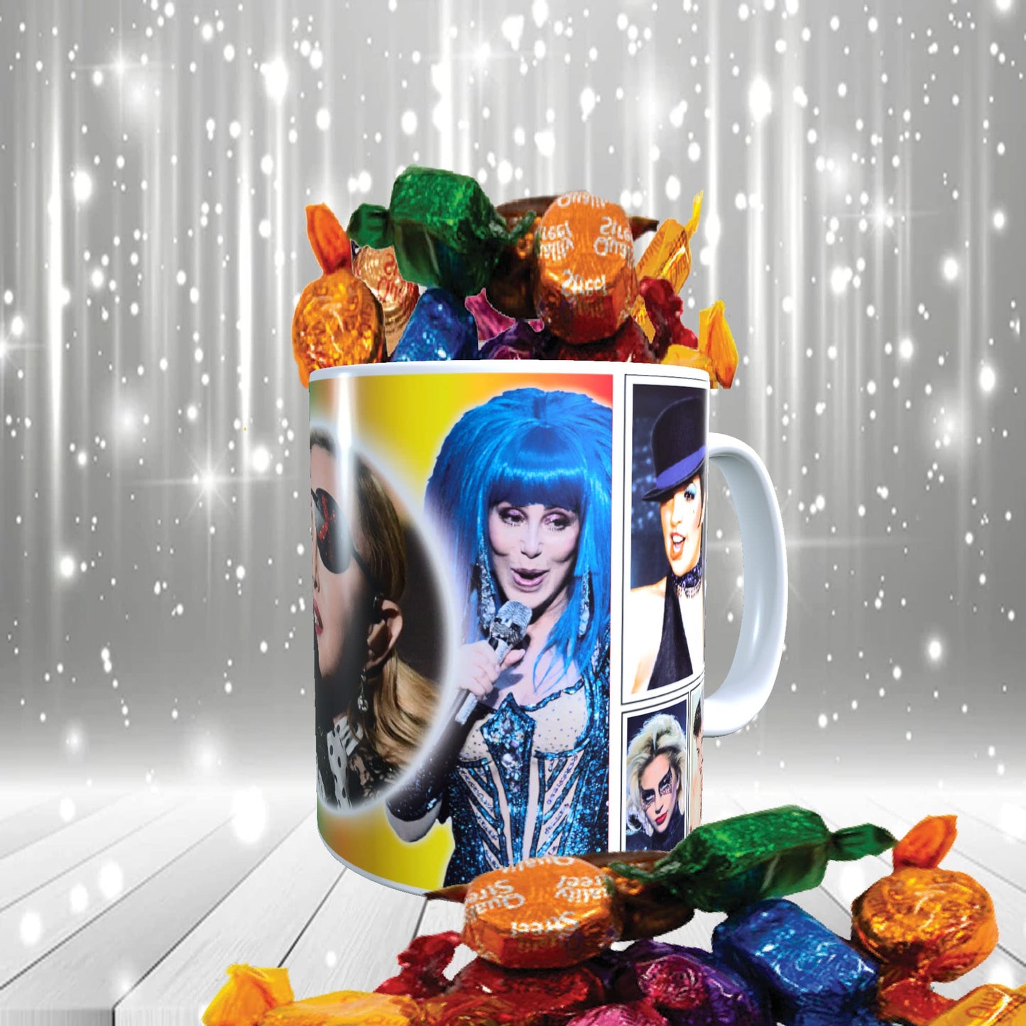Diva Gay Pride Celebrity Icon Mug with Choice of Sweets Gift