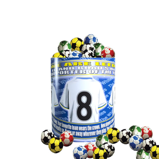 Leeds U Football Team Shirt Mug Gift with Chocolate Footballs