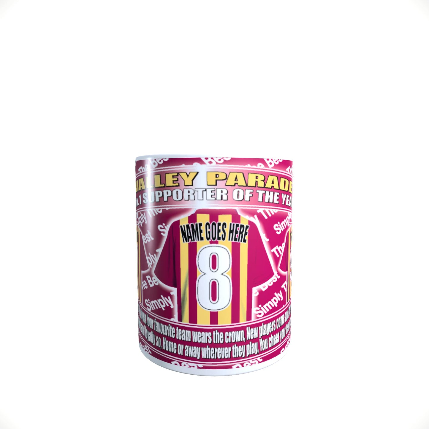 Bradford City Football Team Shirt Mug Personalised Gift with Chocolate Footballs