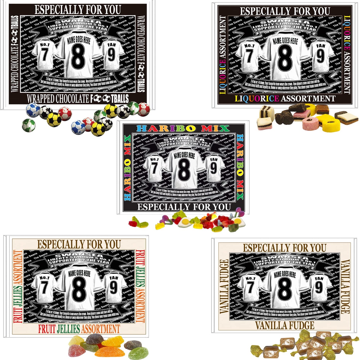 Swansea Football Shirt Personalised Gift Boxed Sweets Variety