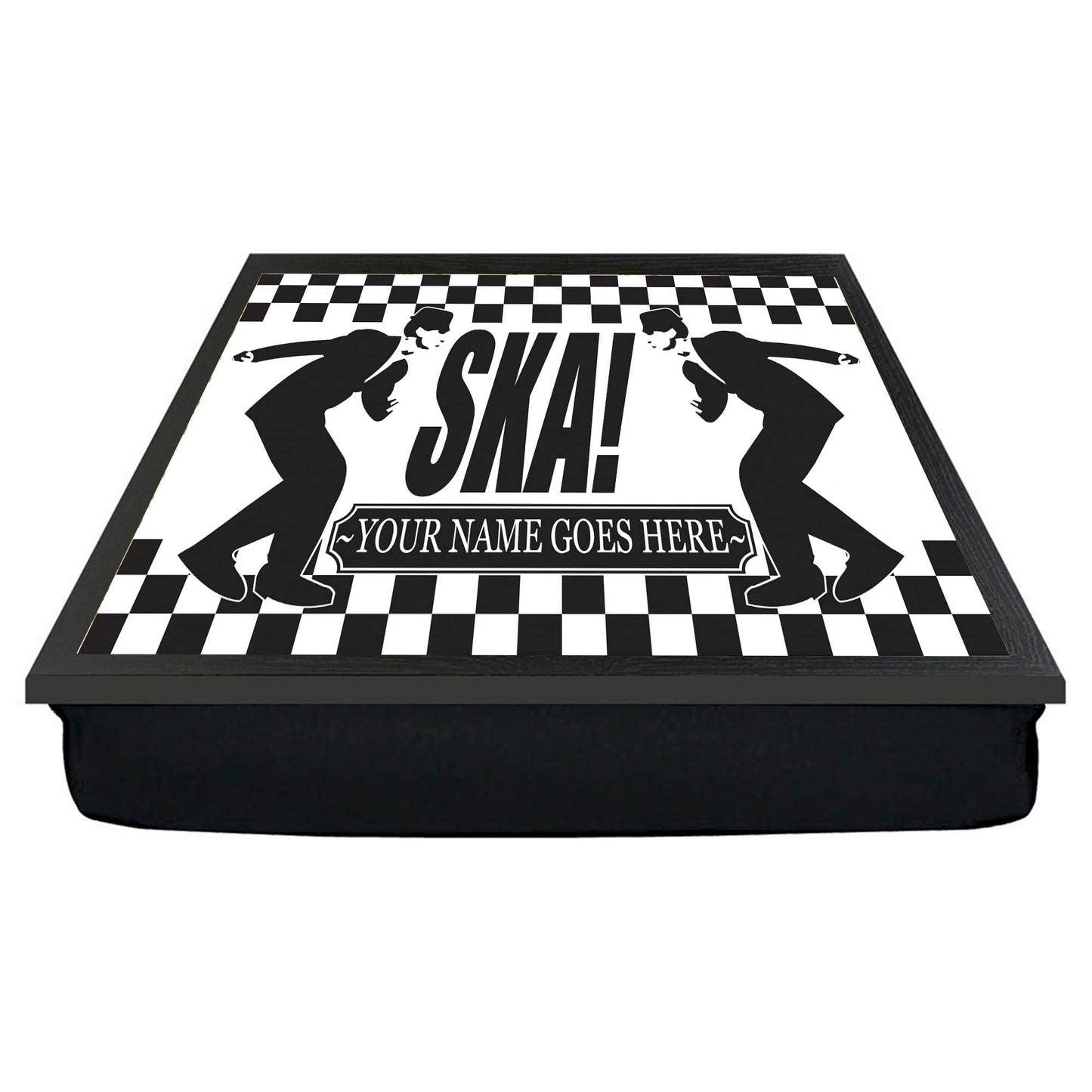 Ska! Dancer Soul Personalised Lap Tray Gift - Black Rectangular Wood, Picture Lap Tray - Free Personalisation - Perfect for TV Dinner - Made in UK