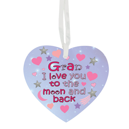 Gran I Love You To The Moon & Back Hanging Heart Ceramic Keepsake Gift (More Relative Options Are Also Available)