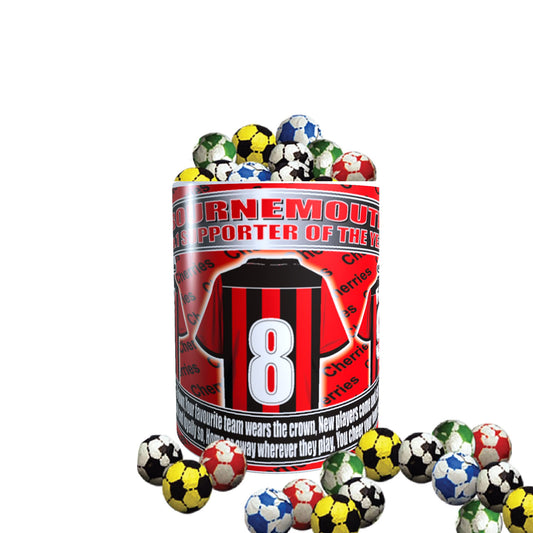Bournemouth Football Team Shirt Mug Gift with Chocolate Footballs