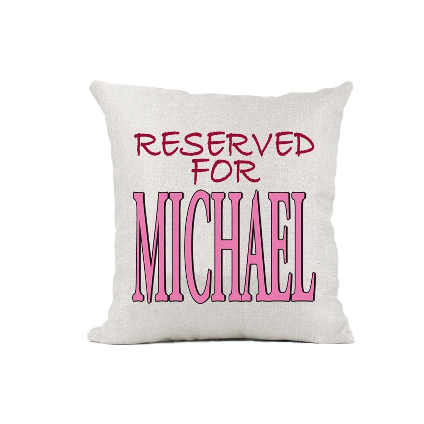 Reserved For Relative Name Family Title Personalised Naturally Woven Linen Style Cushion Cover Pillow Gift Available in Choice Of 2 Colours
