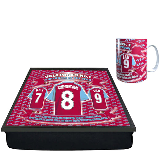 The Villa Personalised Football Shirt Lap Tray And Mug Gift Set, VILLAPERS- LapMugGiftSet_000