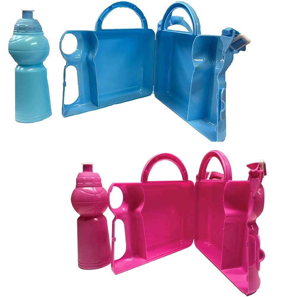 Junior Fun Cartoon Personalised Vehicles Design Plastic Lunch Box and Water Bottle Back to School Gift Set Available in Choice of 2 Colours