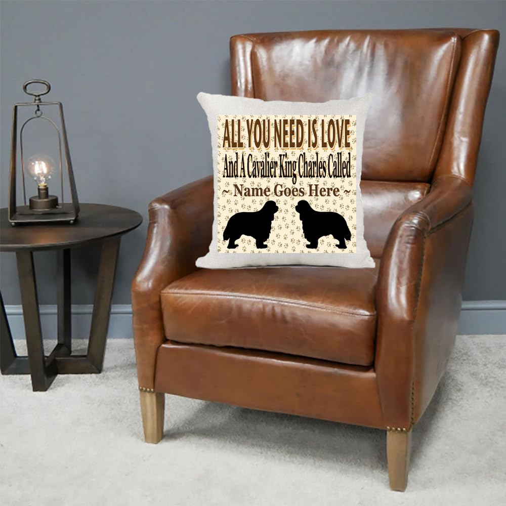 All You Need Is Love And A Cavalier King Charles Personalised Country Canvas Style Cushion Cover Gift