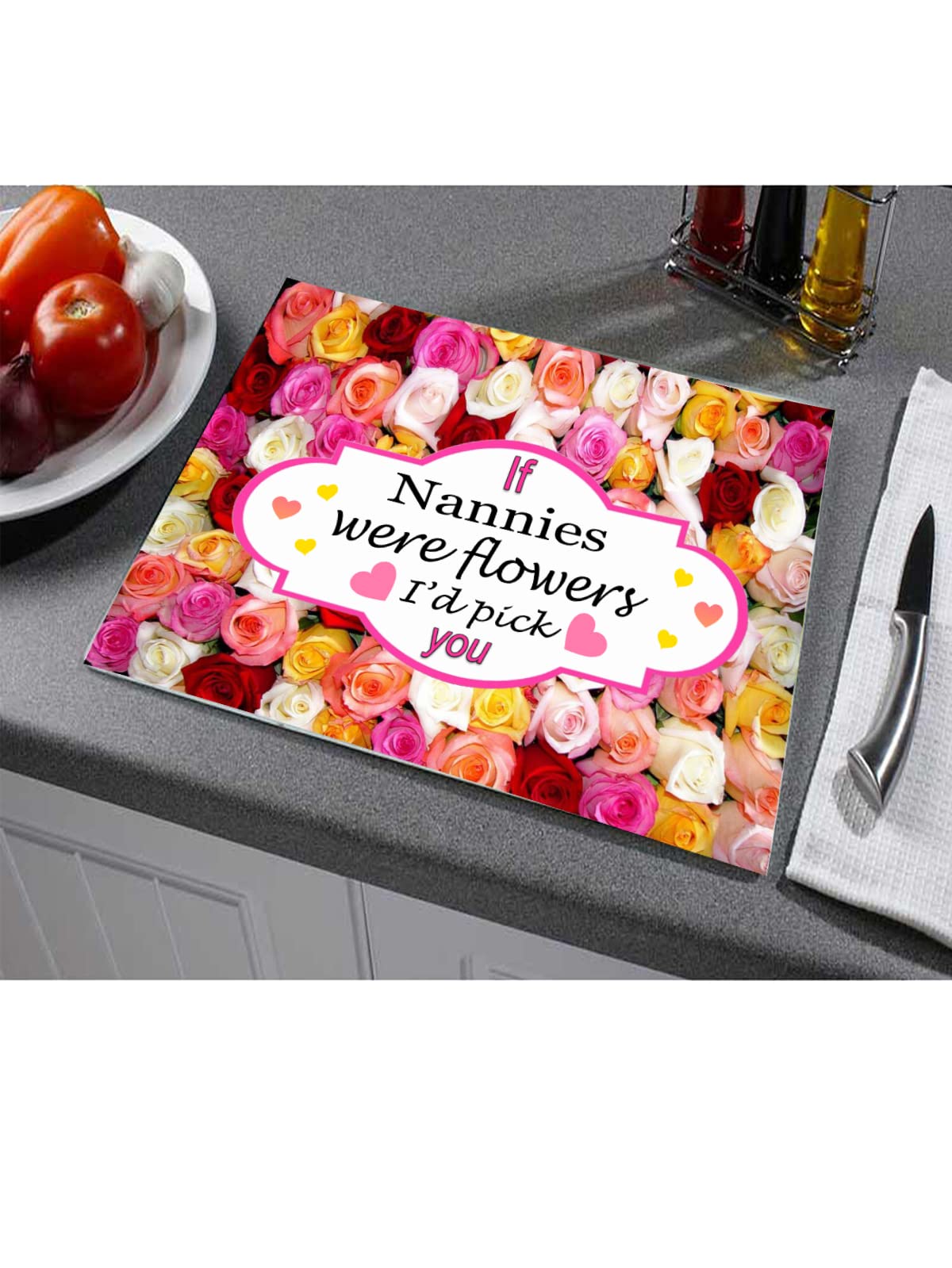 If You were A Flower I’d Pick You Rose Design Family & Friends Relative Toughened Glass Heat Resistant Worktop Saver Cutting and Chopping Board Gift