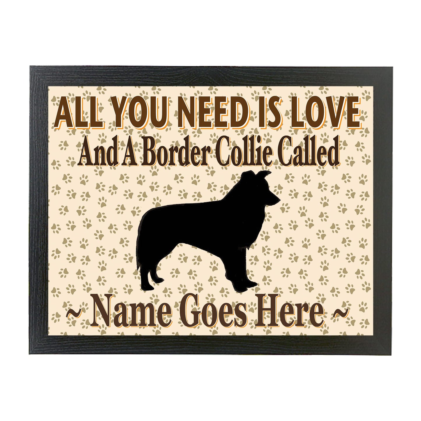 All You Need Is Love Border Collie Personalised Dog Breed Cushion Lap Tray Bean Bag Gift