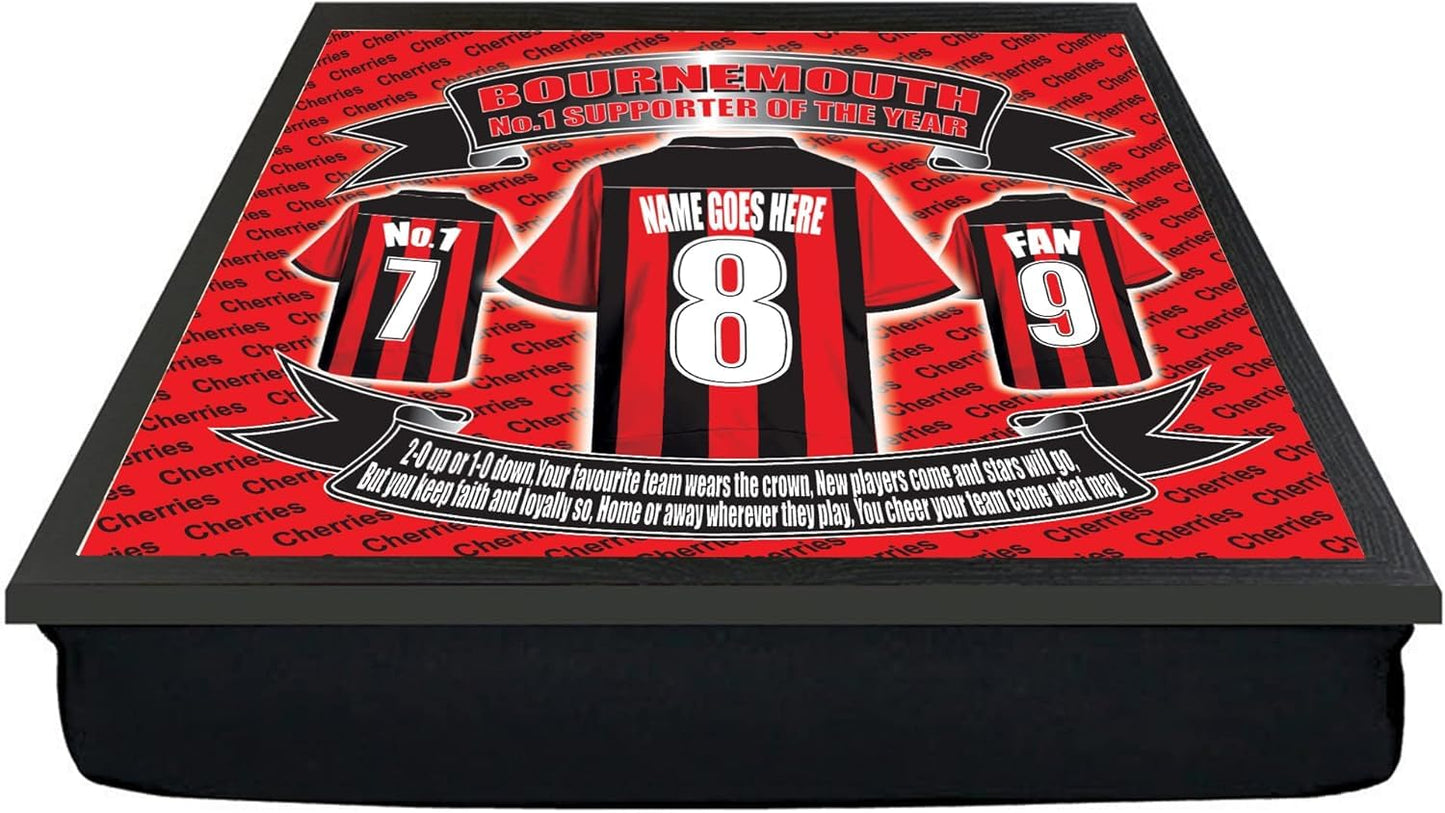 Bournemouth Personalised Football Club Shirt Lap Tray And Mug Gift Set