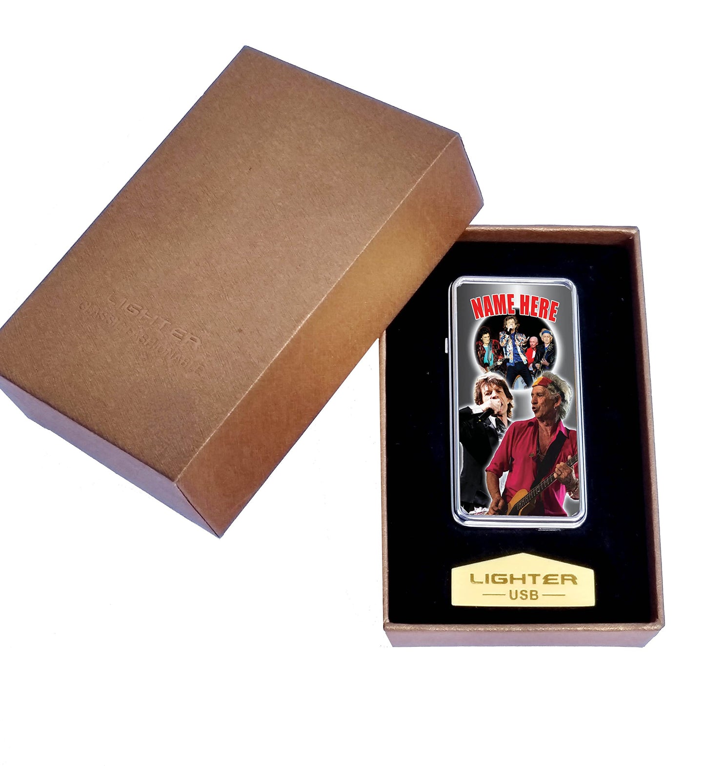 Rolling S Personalised Icon Rechargeable Gift Boxed Silver Metal USB Lighter
