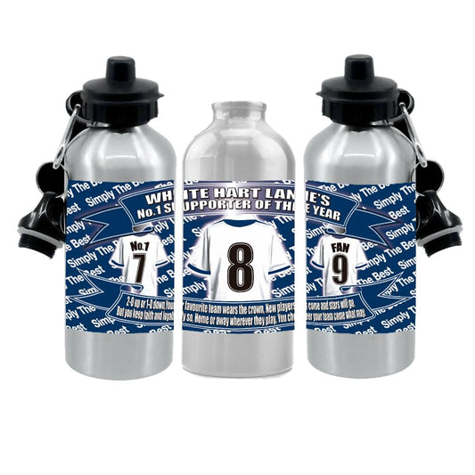 Tott Football Shirt Silver Aluminium Two Lid Unisex Water Bottle Gift