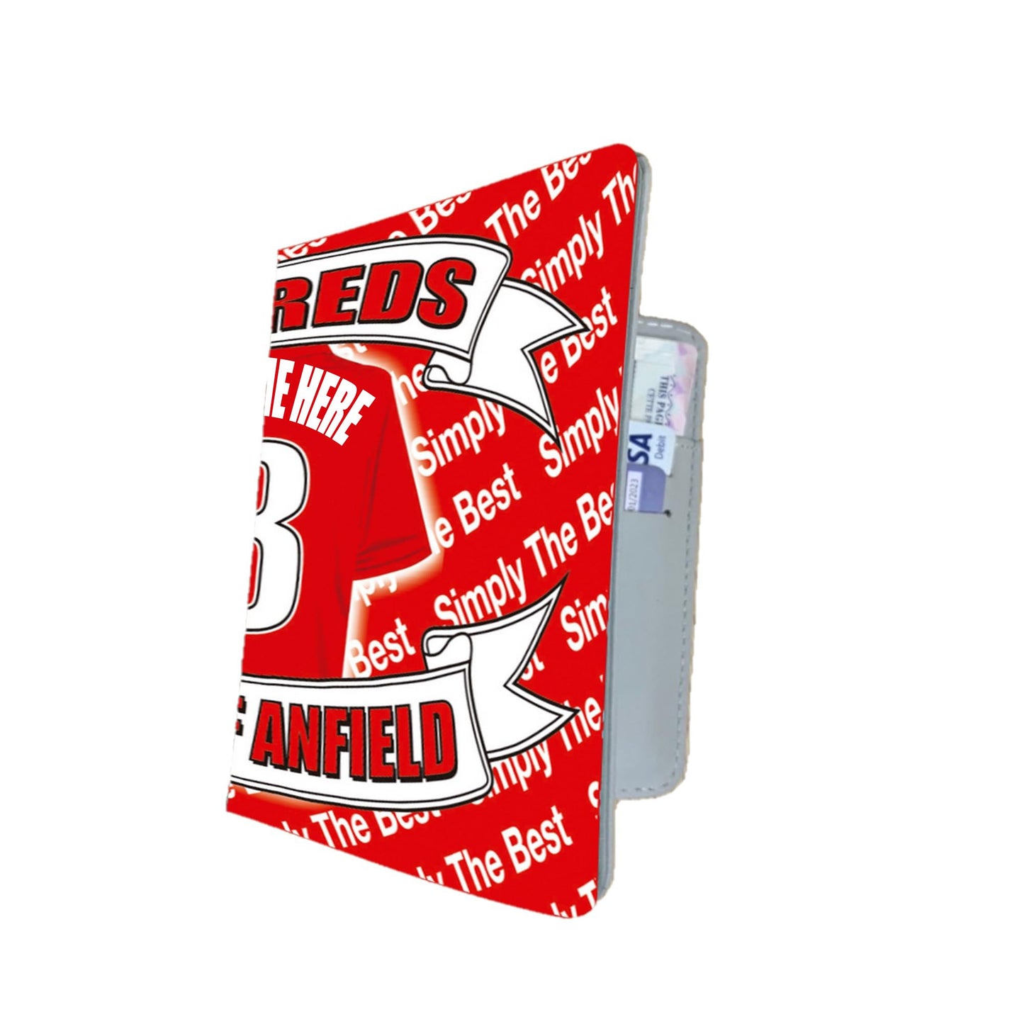 Liverpool Personalised Football Shirt Travel Passport Holder Case Gift Present, Multicoloured, M