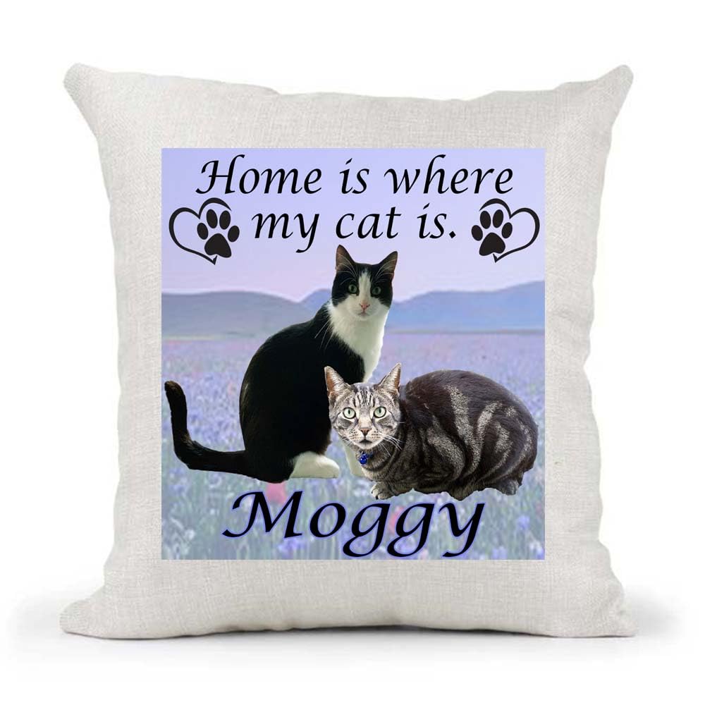 Moggy Breed Home is Where My Cat is Kitten Slave Owner Country Canvas Cushion Cover Gift