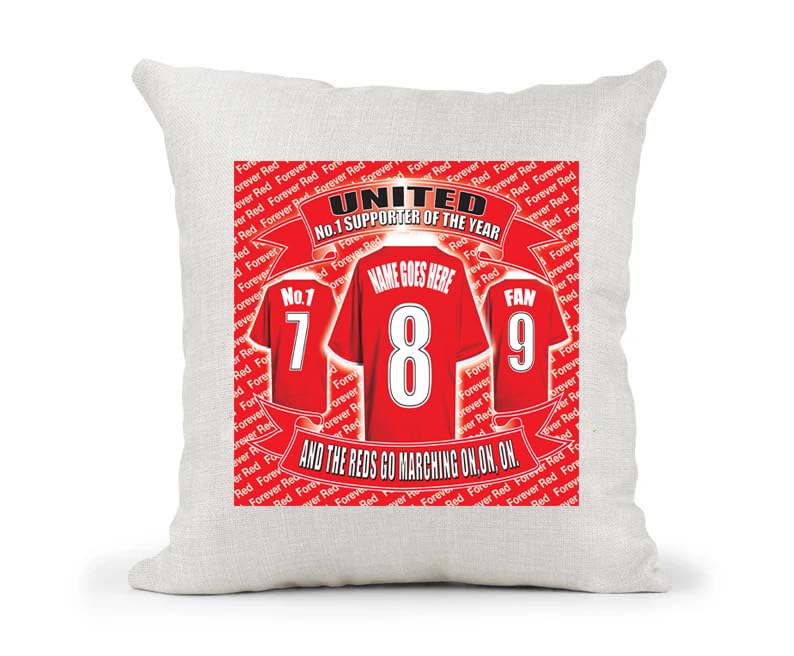 Manchester Reds Personalised Football Country Canvas Style Cushion Cover Gift