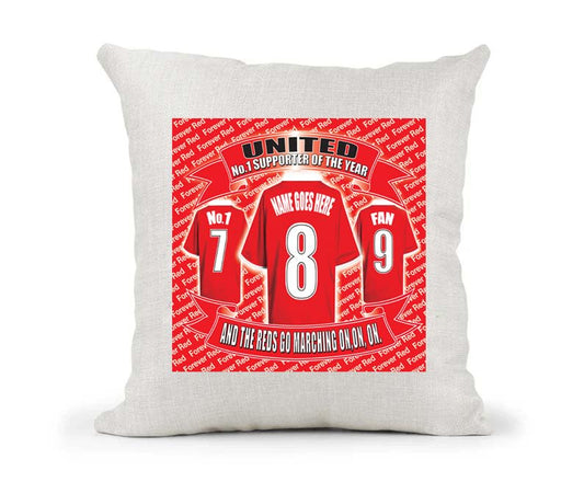 Manchester Reds Personalised Football Country Canvas Style Cushion Cover Gift