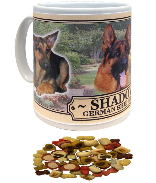 German Shepherd Personalised Dog Breed Gift Mug with Treats