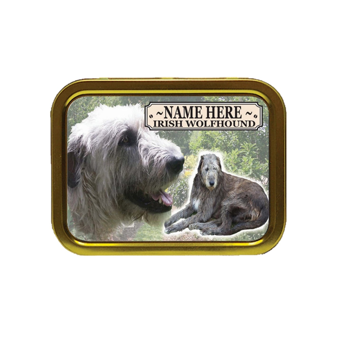 Irish Wolfhound Dog Breed Personalised Tobacco Tin & Products Gift Set
