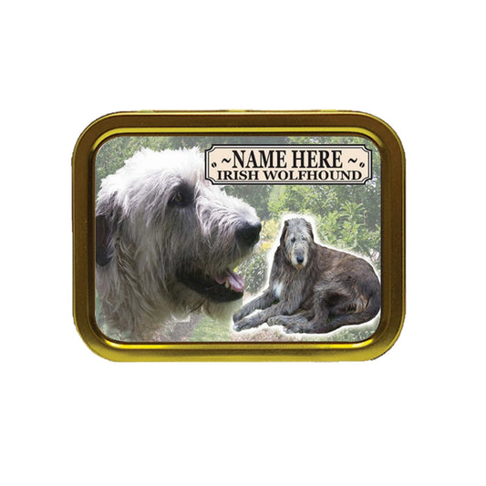 Irish Wolfhound Dog Breed Personalised Tobacco Tin & Products Gift Set