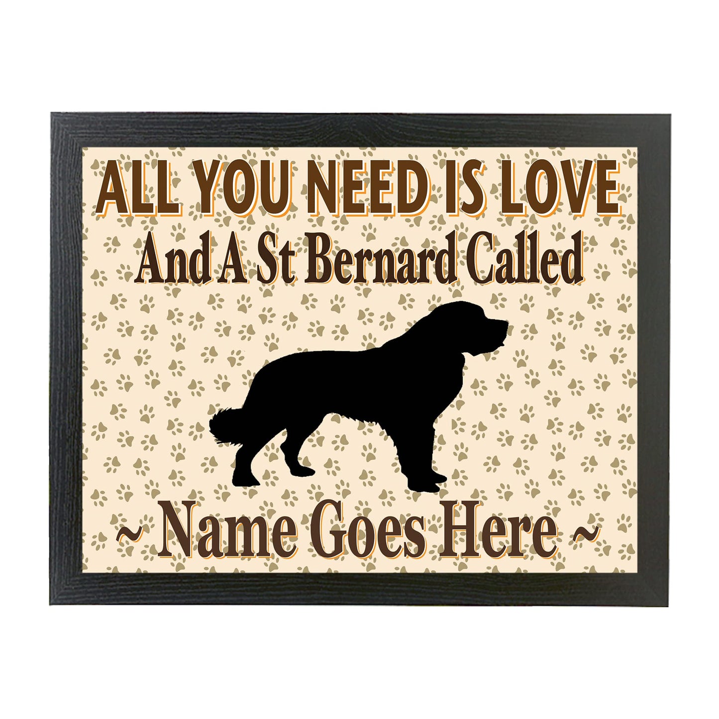 All You Need Is Love and a St Bernard Personalised Dog Breed Cushion Lap Tray Bean Bag Gift