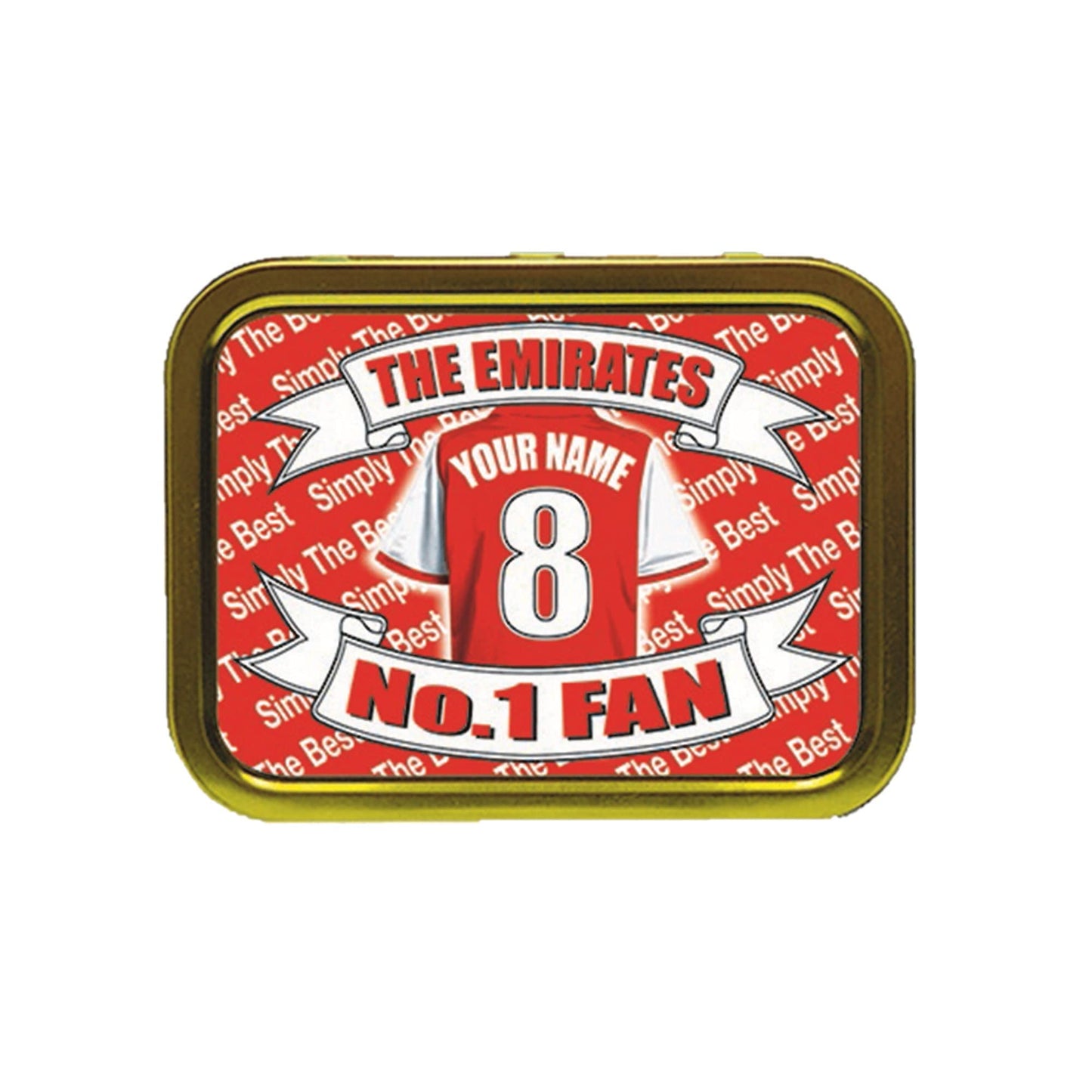 Gooners Football Shirt Personalised Tobacco Storage Tin & Products, Red, White