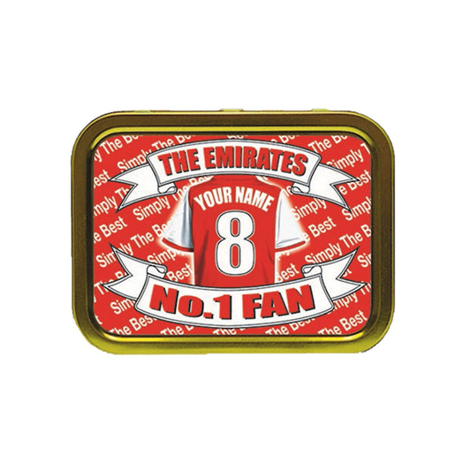 Gooners Football Shirt Personalised Tobacco Storage Tin & Products, Red, White