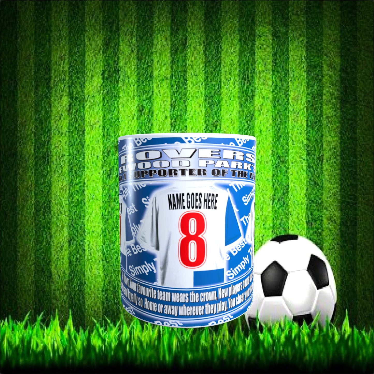 Blackburn Football Team Shirt Mug Personalised Gift with Chocolate Footballs