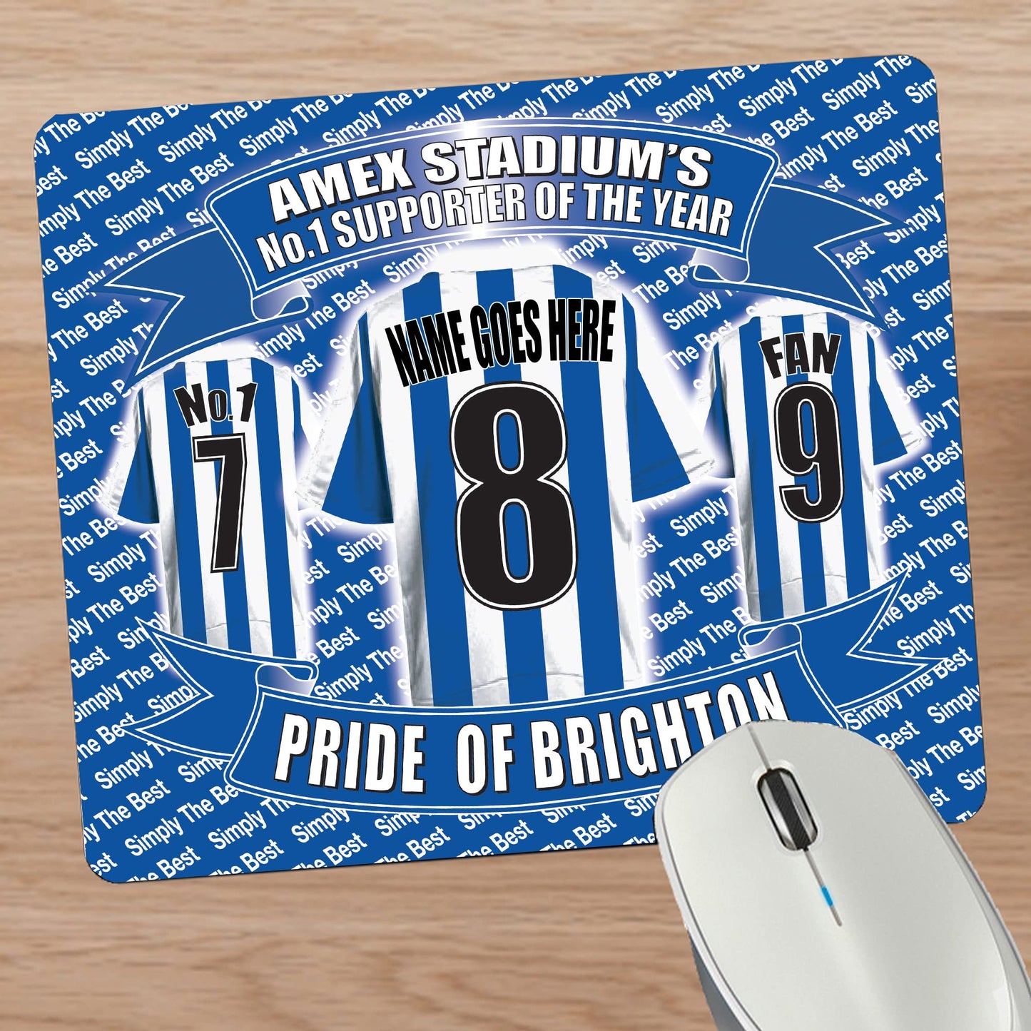 Brighton Football Shirt Personalised Mouse Mat Gift