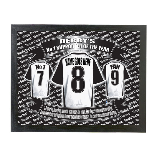 Personalized sports jersey with customizable text on a black background