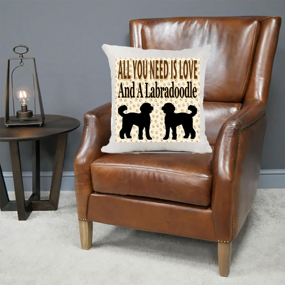 All You Need Is Love And A Labradoodle Country Canvas Style Cushion Cover Gift
