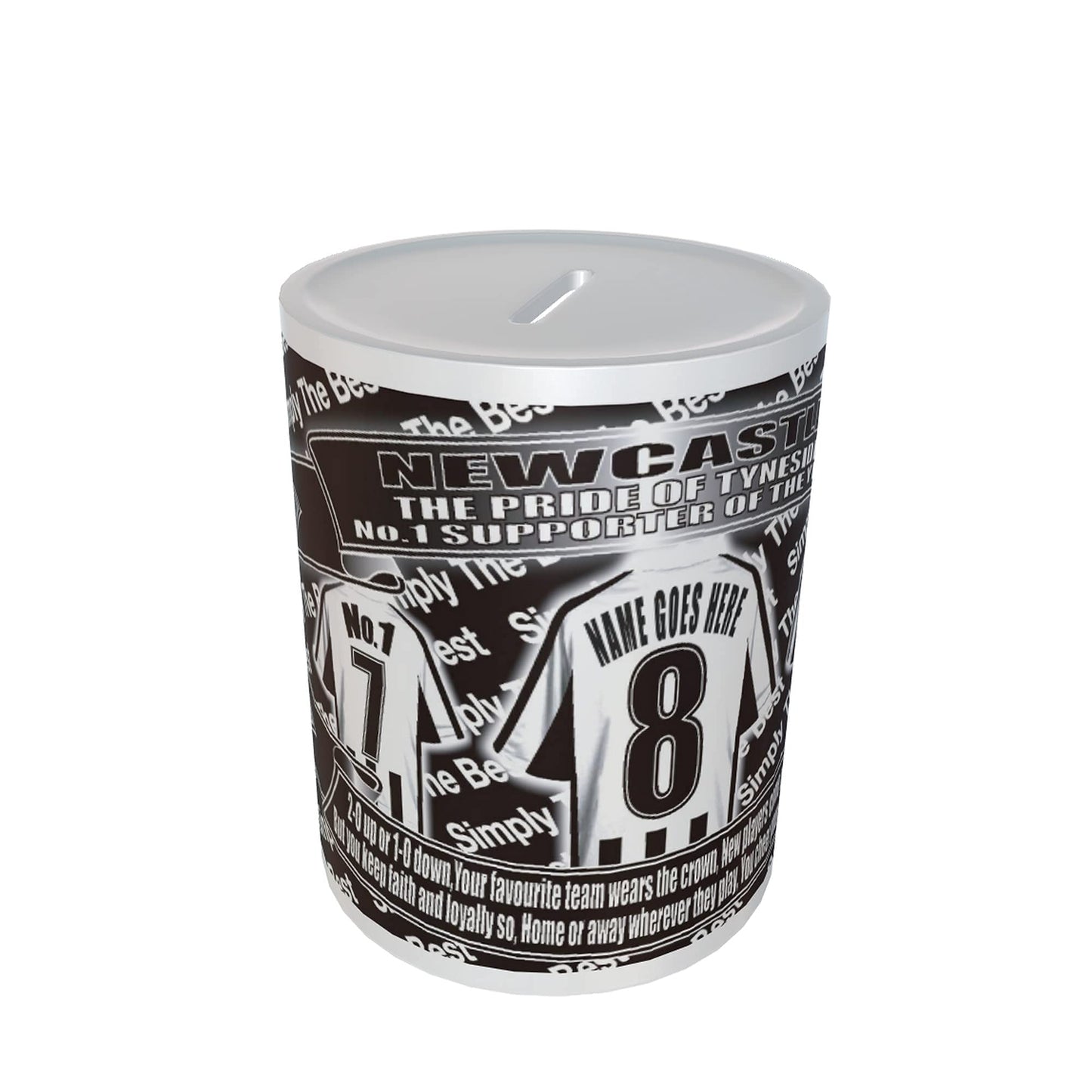 Newcastle Football Shirt Personalised Ceramic Money Box Gift