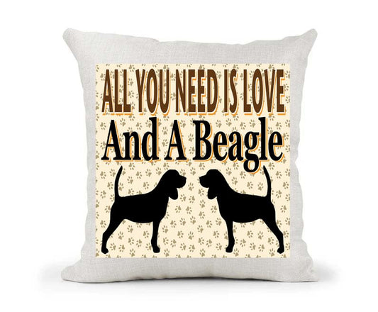 All You Need Is Love And A Beagle Country Canvas Style Cushion Cover Gift