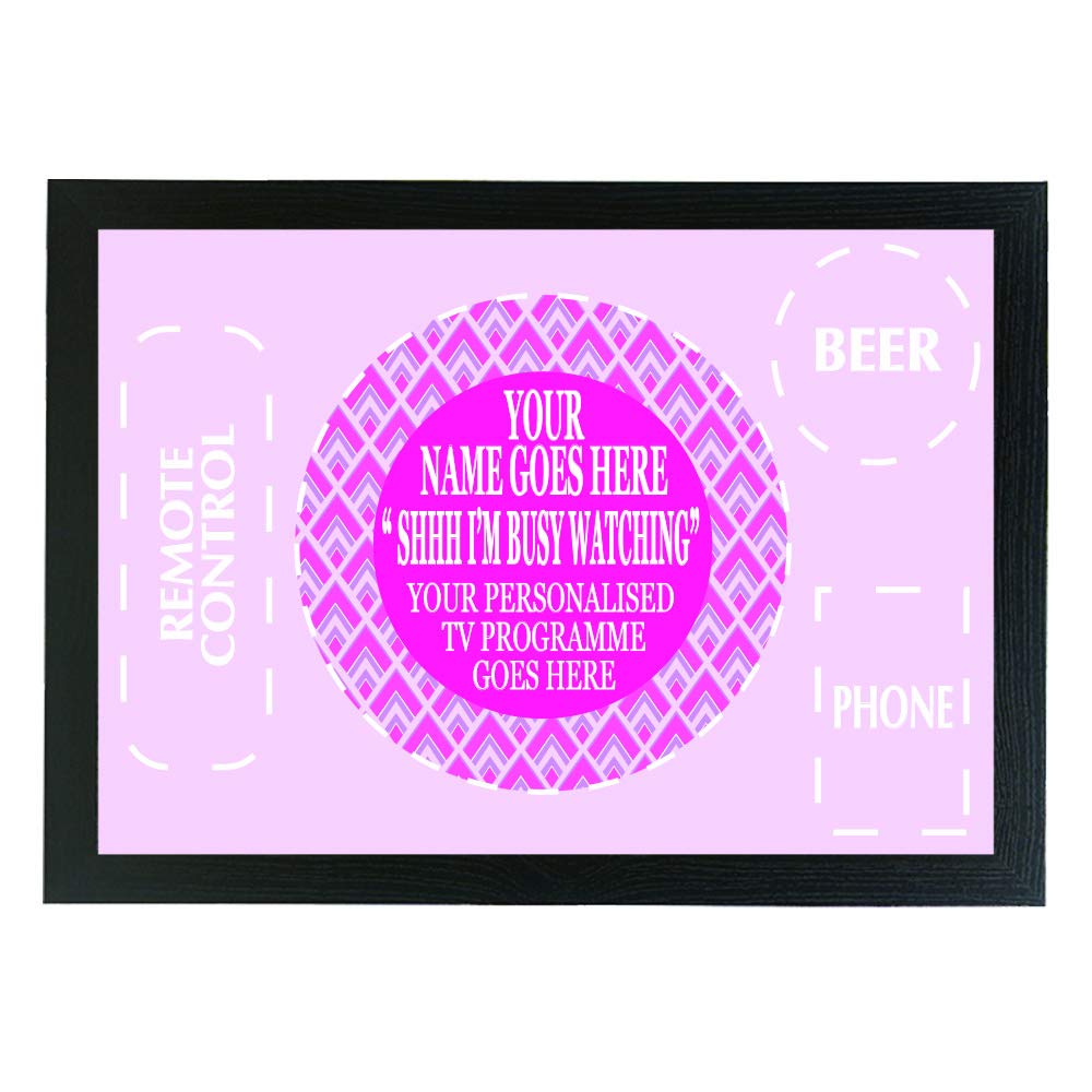 Shhh! I'm watching personalised TV gift beer female/male lap tray (PINK)