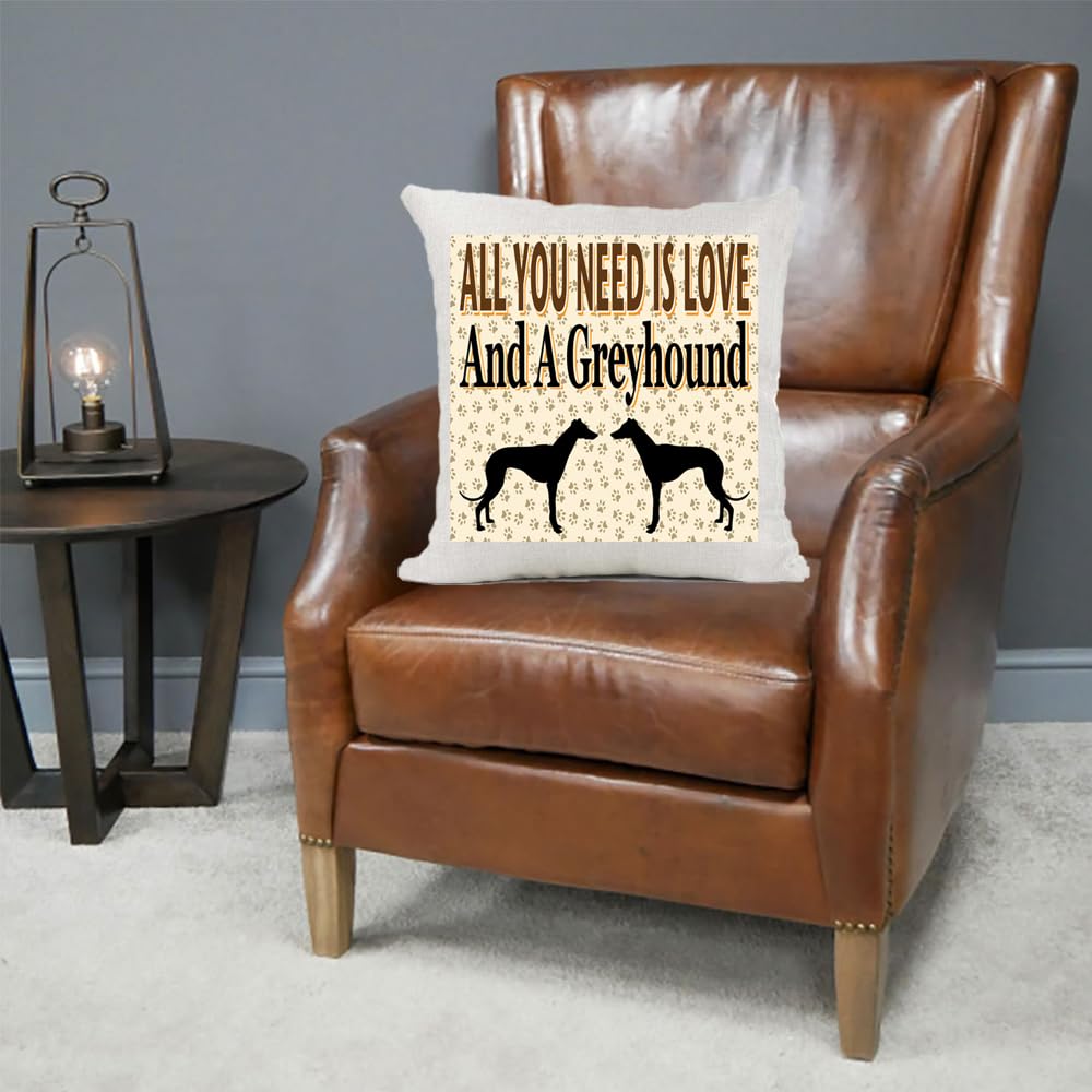 All You Need Is Love And A Greyhound Country Canvas Style Cushion Cover Gift
