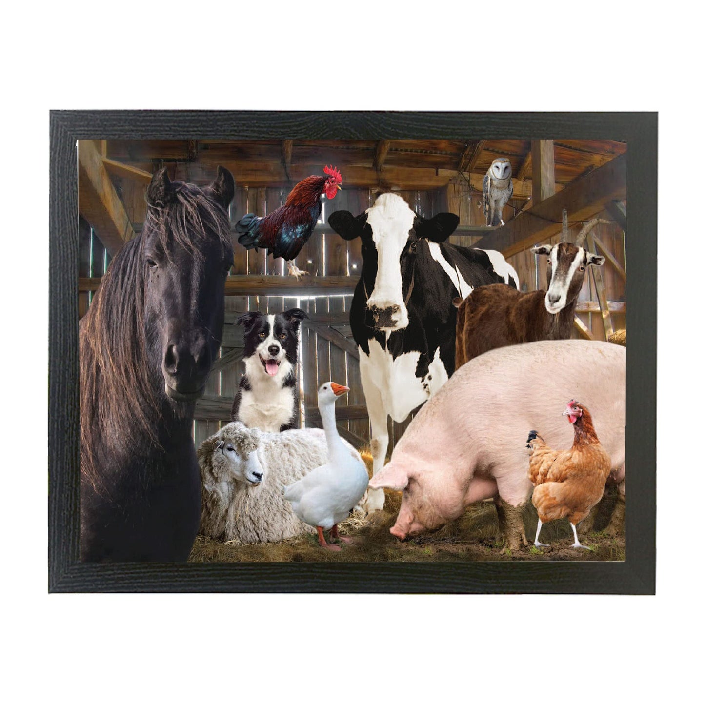 Farm Animals Barn Gathering Lap Tray Present Gift